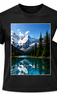 Black t-shirt with a full colour photo print